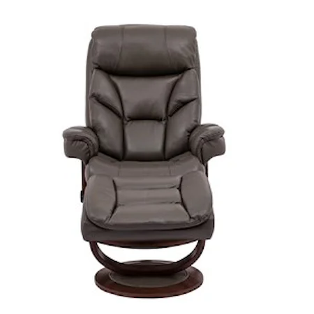 Pushback Recliner with Swivel Base and Ottoman